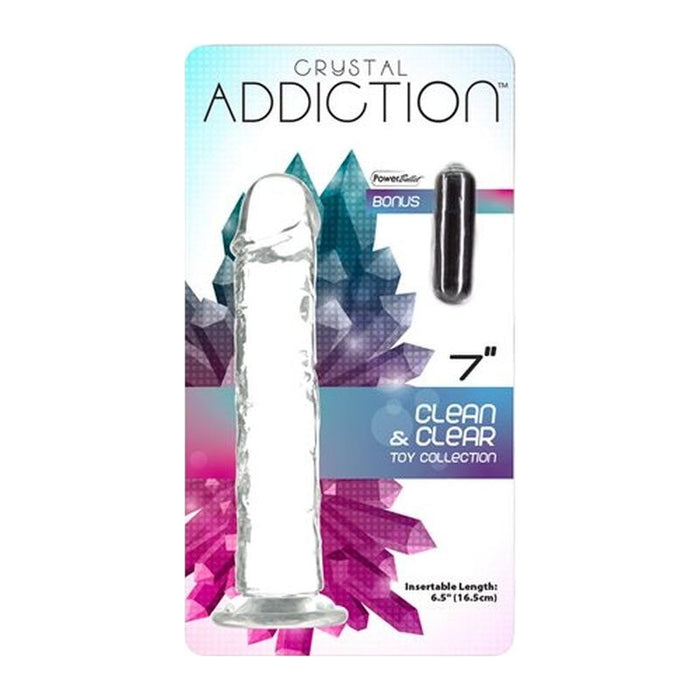 Addiction Crystal Dildo Straight 7in/18cm, Clear