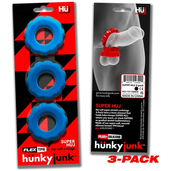 Super Hunkyjunk Cockrings 3-pack, Teal Ice