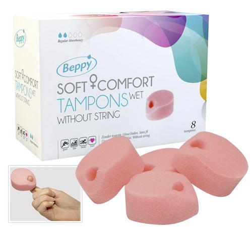 Beppy Soft+Comfort Tampons Wet (without string), 8-pack, Pink