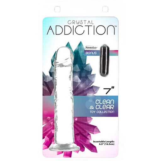Addiction Crystal Dildo Straight 7in/18cm, Clear