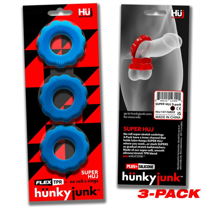 Super Hunkyjunk Cockrings 3-pack, Teal Ice