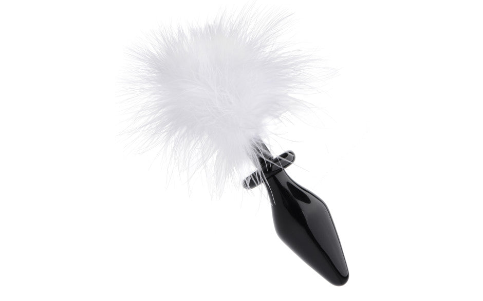 Tailz White Fluffer Bunny Tail Glass Anal Plug, White