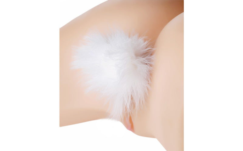Tailz White Fluffer Bunny Tail Glass Anal Plug, White