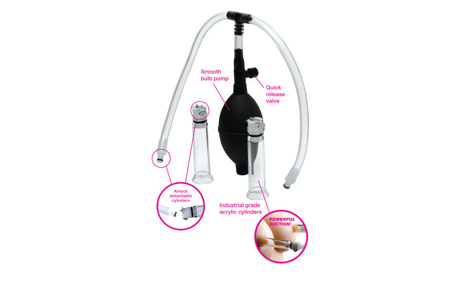 Size Matters Nipple Pumping System with Dual Cylinders, Clear