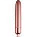 Rose gold bullet-shaped object on a white background
