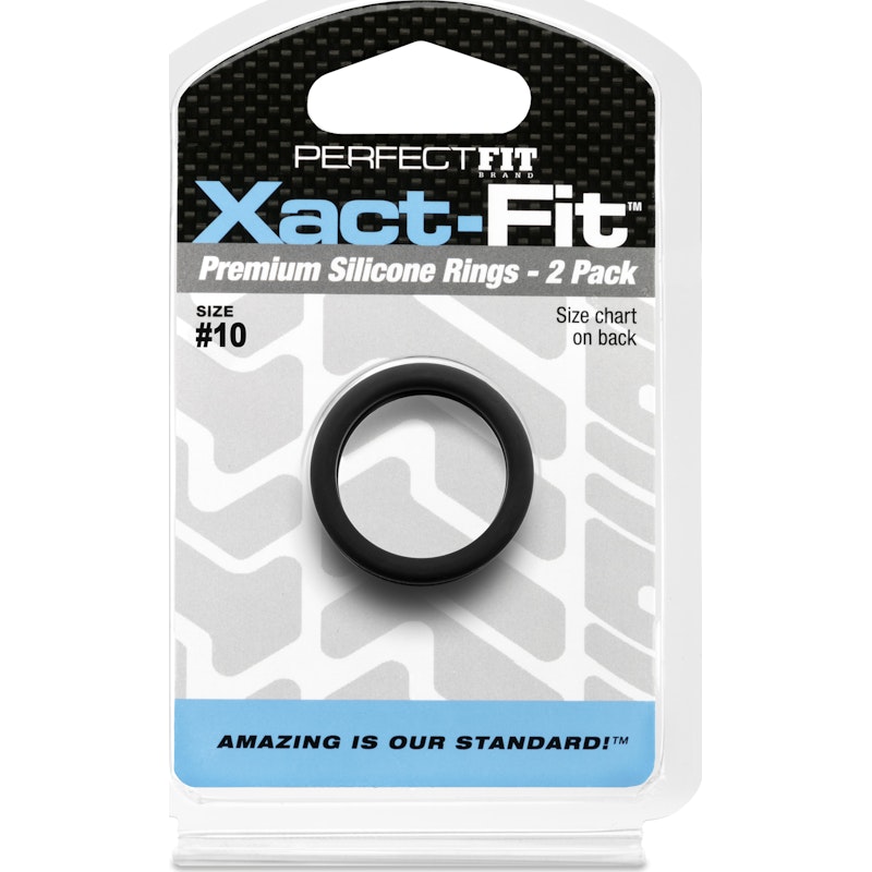 PerfectFit Xact-Fit #10 1in Cock Rings, 2-pack, Black