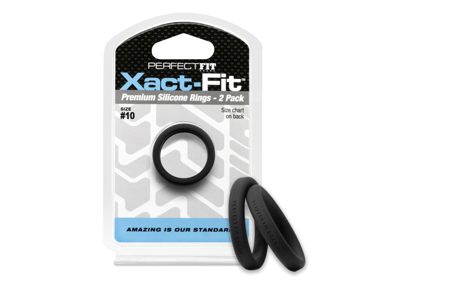PerfectFit Xact-Fit #10 1in Cock Rings, 2-pack, Black