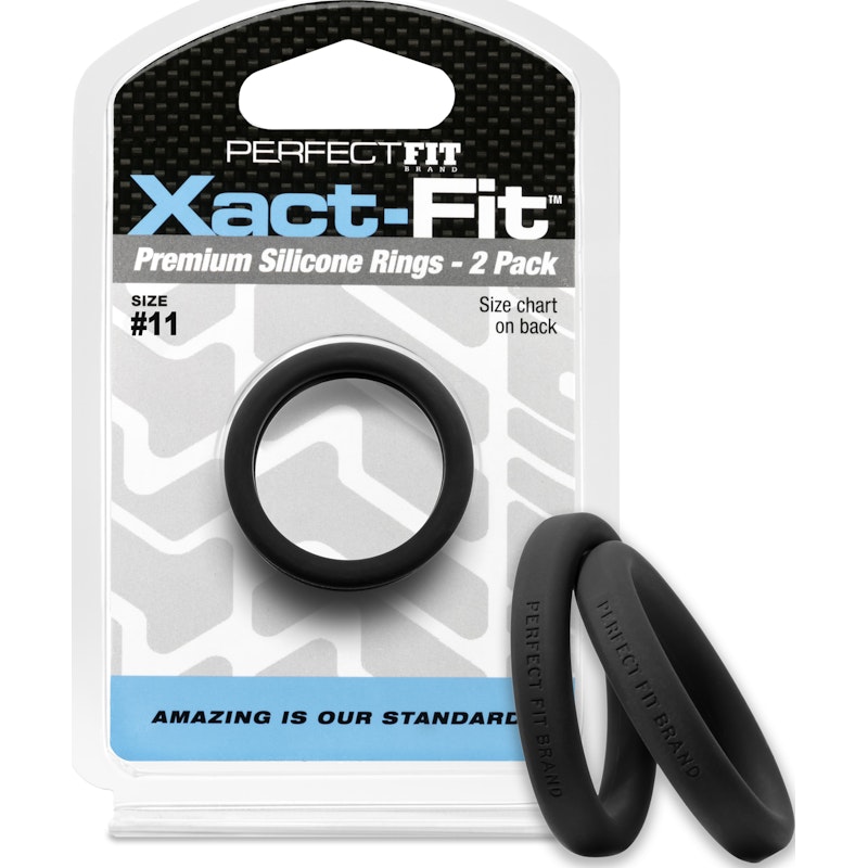 PerfectFit Xact-Fit #11 1.1in Cock Rings, 2-pack, Black