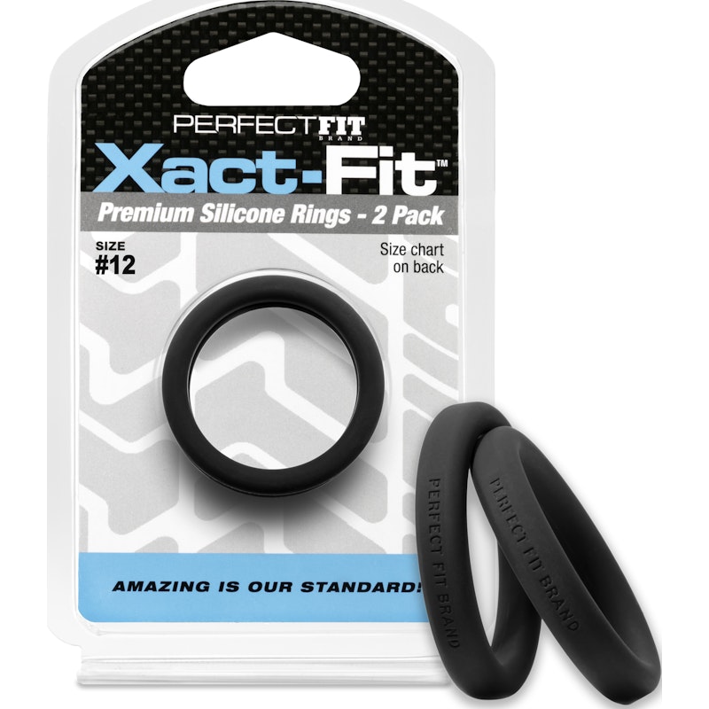 PerfectFit Xact-Fit #12 1.2in Cock RIngs, 2-pack, Black