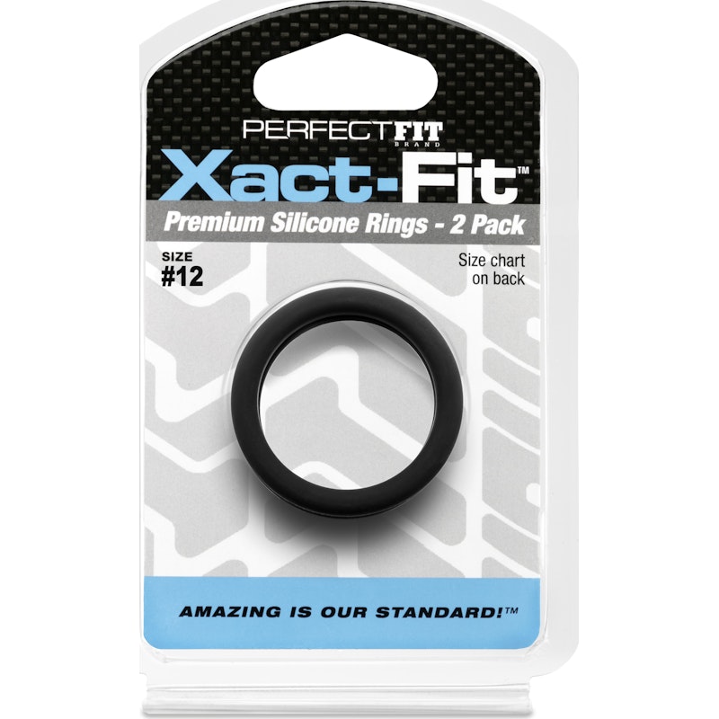 PerfectFit Xact-Fit #12 1.2in Cock RIngs, 2-pack, Black