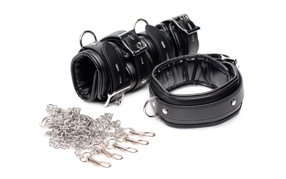 Strict Slave Bondage Shackle Set, Black