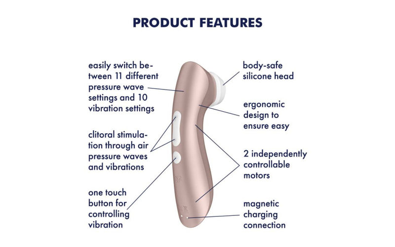 Satisfyer Pro 2+ Air Massager, Pink (Rose Gold)