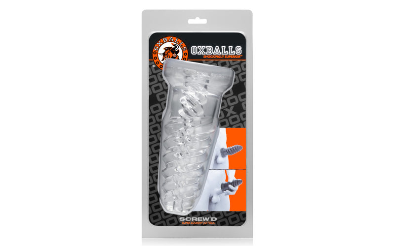OxBalls ScrewD Super Squish Corkscrew Jackoff Toy, Clear