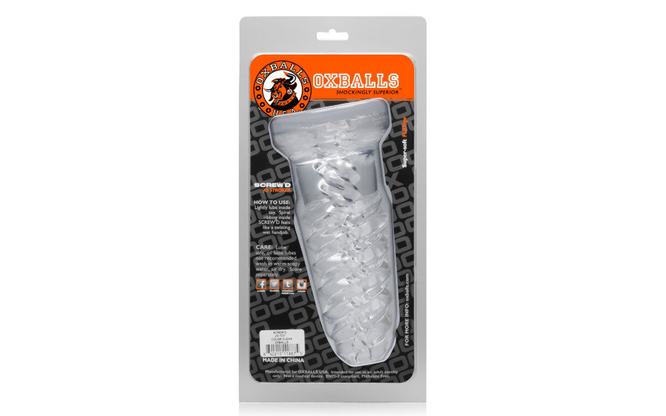 OxBalls ScrewD Super Squish Corkscrew Jackoff Toy, Clear