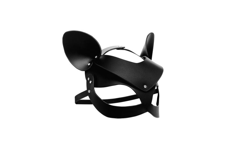 Master Series Bad Kitten Leather Cat Mask, Black