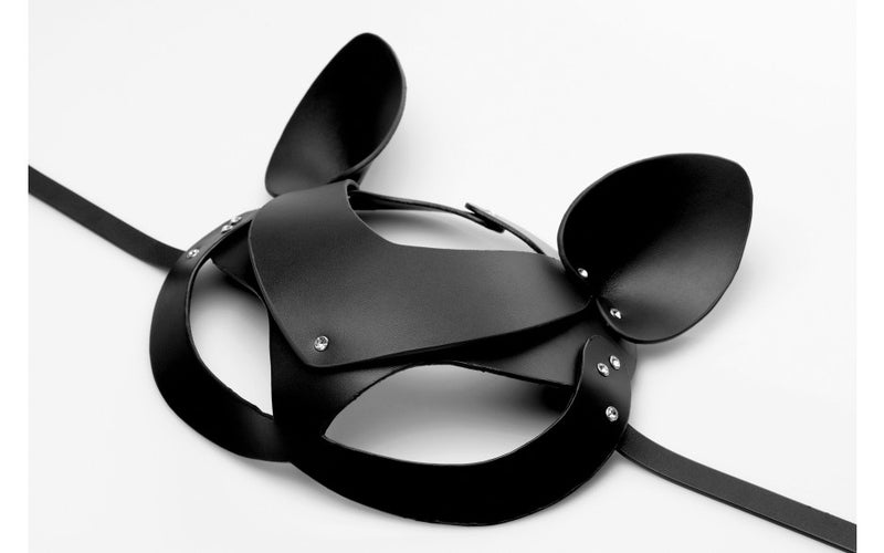 Master Series Bad Kitten Leather Cat Mask, Black