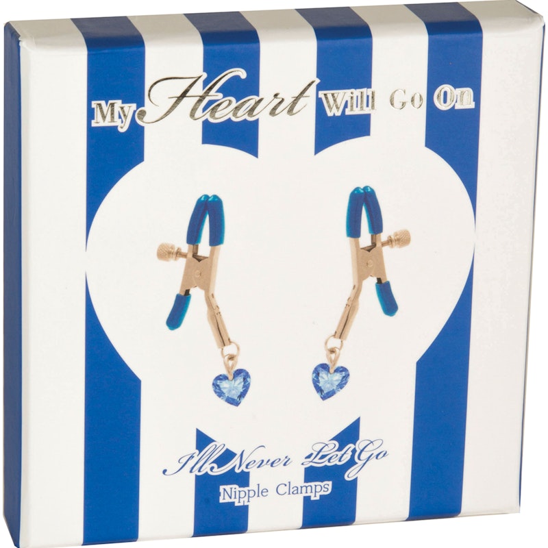 My Heart Will Go On Ill Never Let Go Nipple Clamps, Blue