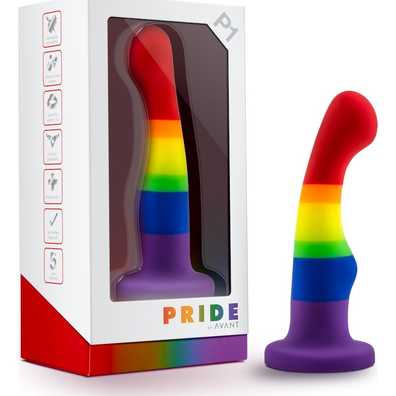 Avant Pride P1 Freedom Silicone Dildo, 6", Rainbow