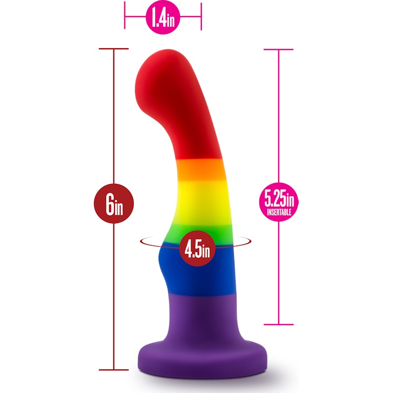 Avant Pride P1 Freedom Silicone Dildo, 6", Rainbow