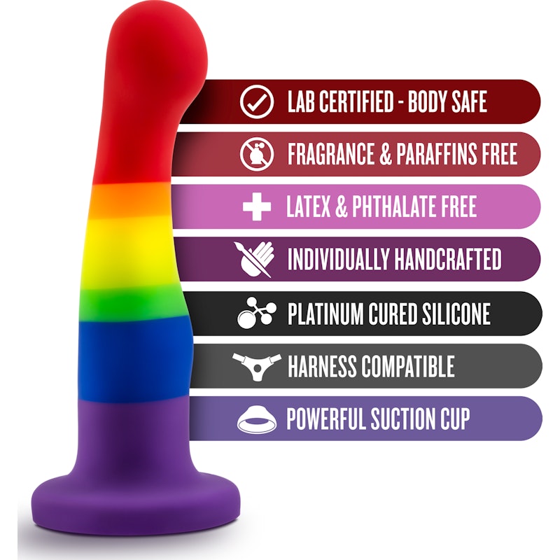 Avant Pride P1 Freedom Silicone Dildo, 6", Rainbow