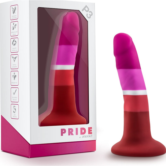 Avant Pride P3 Beauty Silicone Dildo, 5.5", Red
