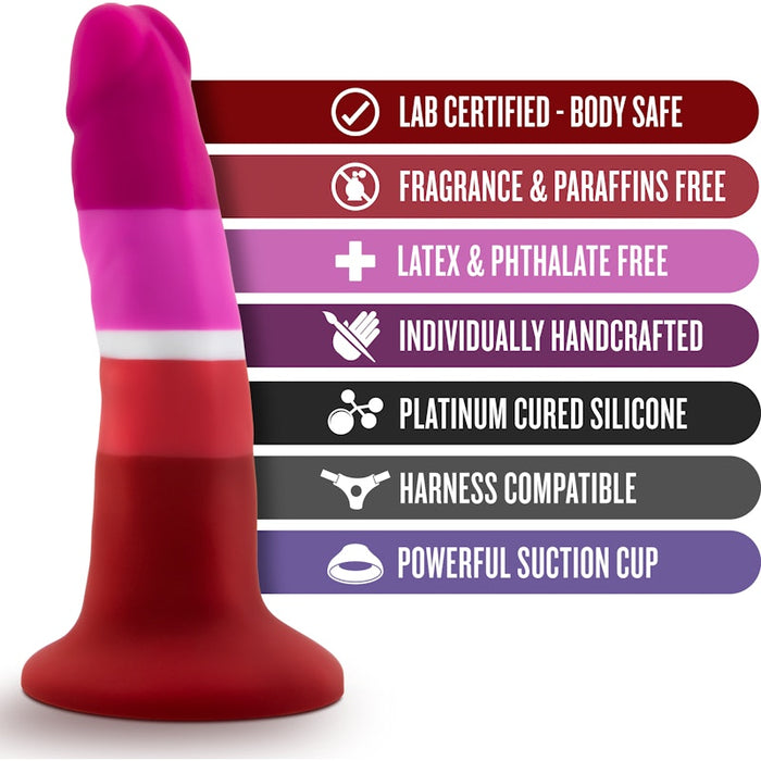 Avant Pride P3 Beauty Silicone Dildo, 5.5", Red