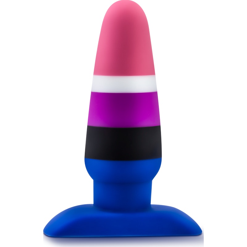 Avant Pride P5 Fluid Silicone Butt Plug, 4.75", Blue/Mixed