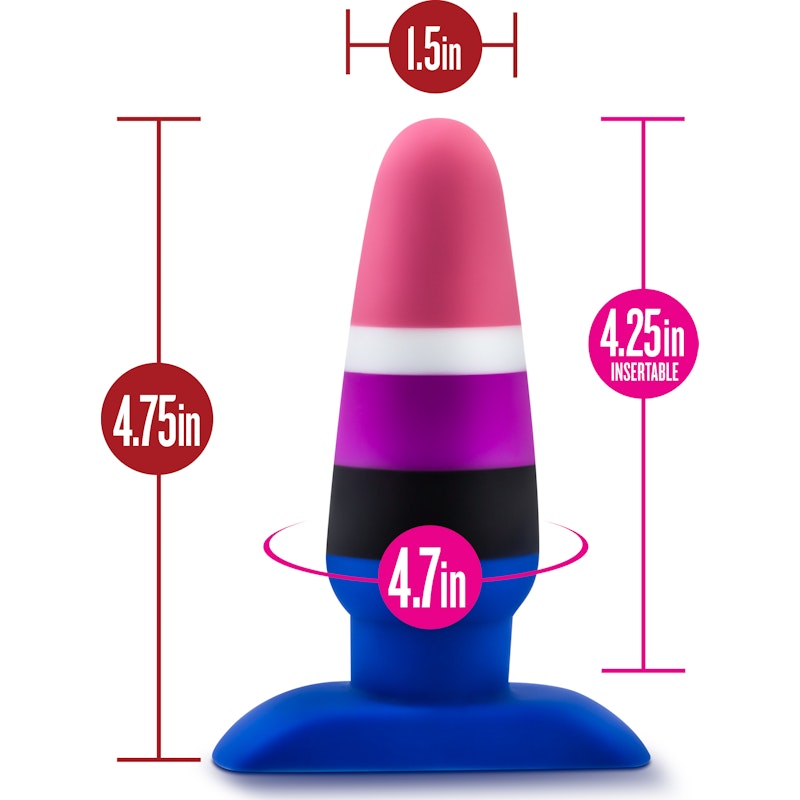 Avant Pride P5 Fluid Silicone Butt Plug, 4.75", Blue/Mixed