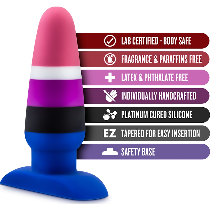 Avant Pride P5 Fluid Silicone Butt Plug, 4.75", Blue/Mixed