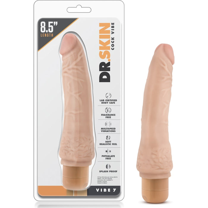 Dr Skin Cock Vibe 7 8.5in Vibrating Cock Beige