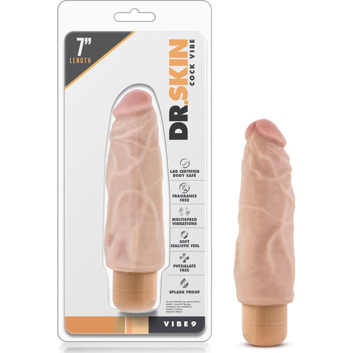 Dr Skin Cock Vibe 9 7.5in Vibrating Cock Beige