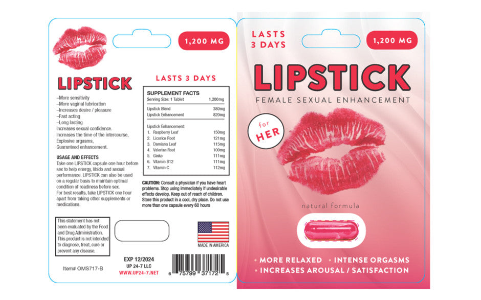 Lipstick Female Libido Single Pill, 1,200mg