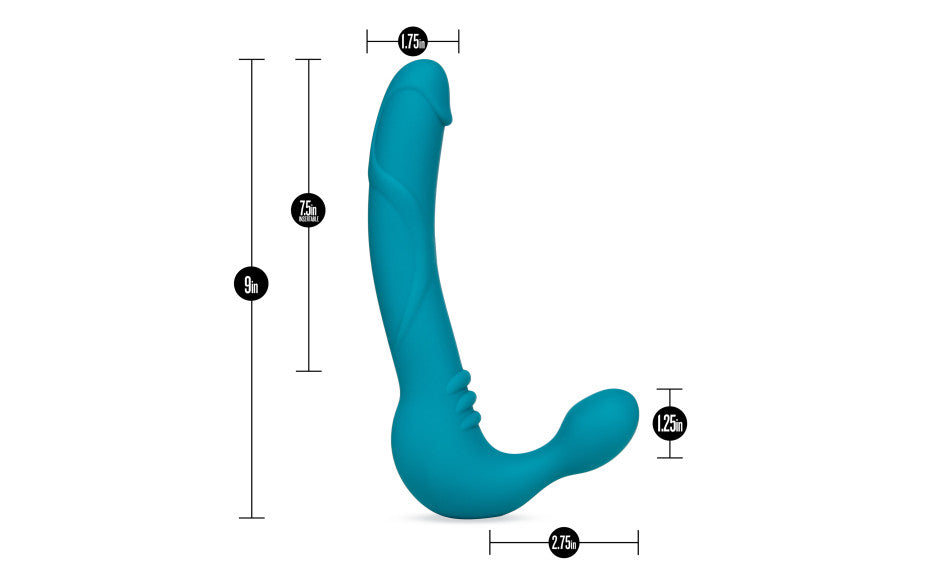 Temptasia Luna Strapless Silicone Dildo, 22.9cm, Teal