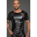 Noir Power Wetlook Men T-shirt With 3D Net, Black, S, M, L, L/XL