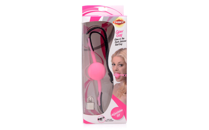 Frisky Glow Gag Glow in the Dark Silicone Ball Gag, Pink