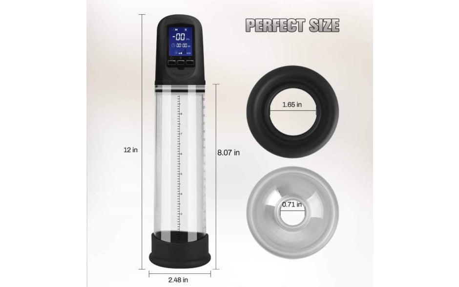 Daytona Luxury USB LCD Automatic Penis Pump, Clear