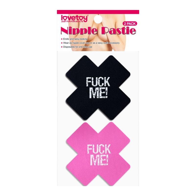 Lovetoy FUCK ME Cross Pattern Nipple Pasties Twin Pack