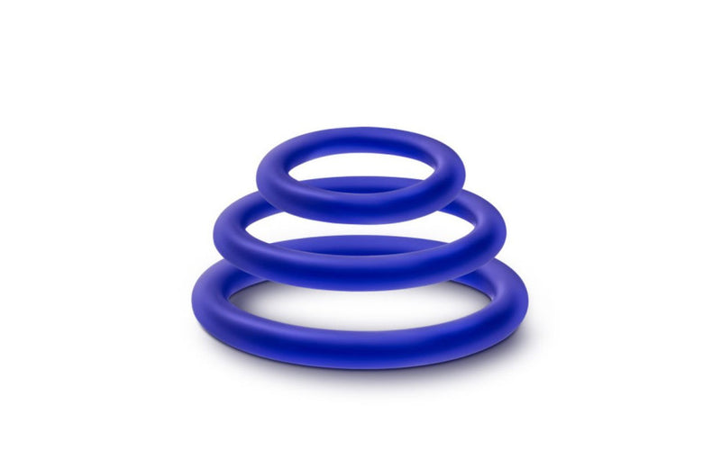 Performance Silicone Cock Ring 3-piece Set, Indigo