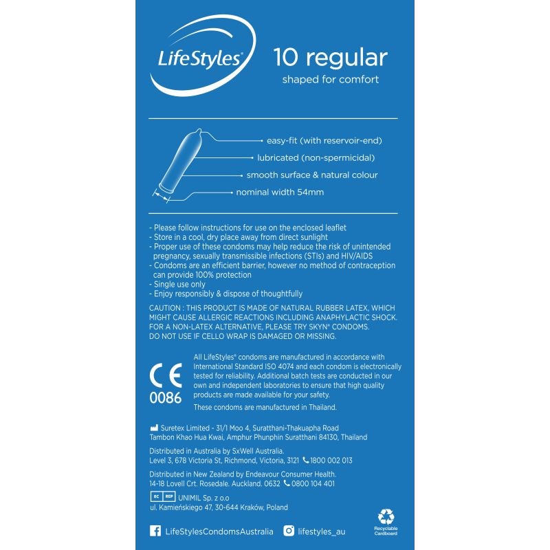 LifeStyles Regular Condoms, 10-pack