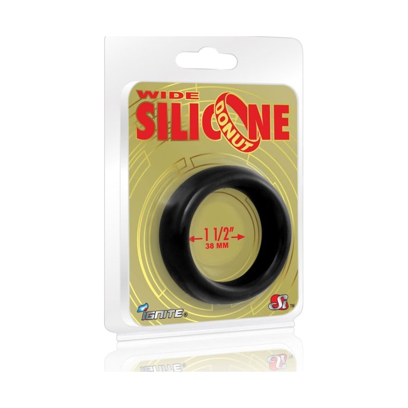 Ignite Wide Donut Cock Ring, Black, 3.8cm