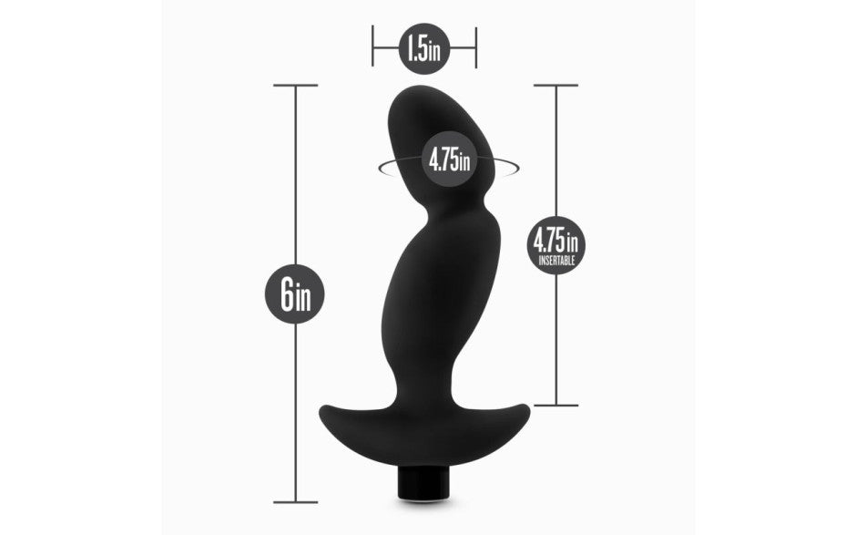 Anal Adventures Vibrating Silicone Prostate Massager, 16.5cm, Black