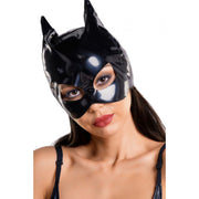 Glossy Wetlook Cat Mask, Black, One Size
