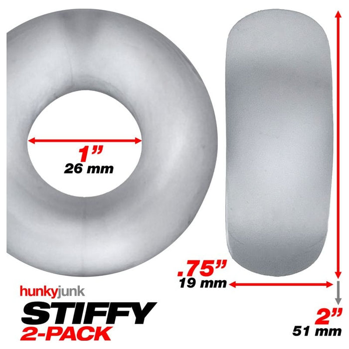 Hunkyjunk Stiffy Cockrings, 2-pack, Clear, One Size