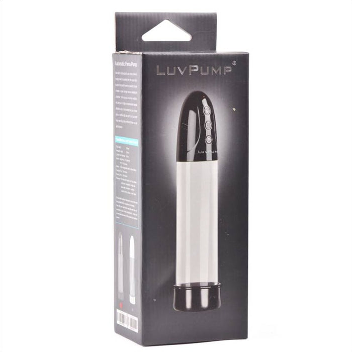 LuvPump Automatic 3 Mode Penis Pump w Sleeve and Donut, Black/Clear