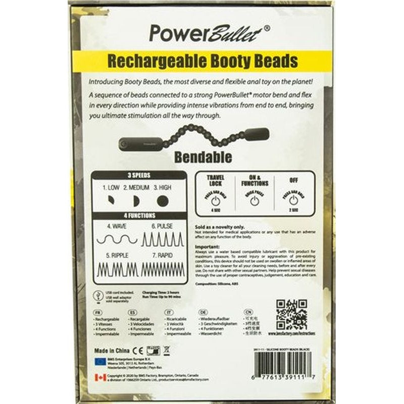 PowerBullet Rechargeable Booty Beads, Black