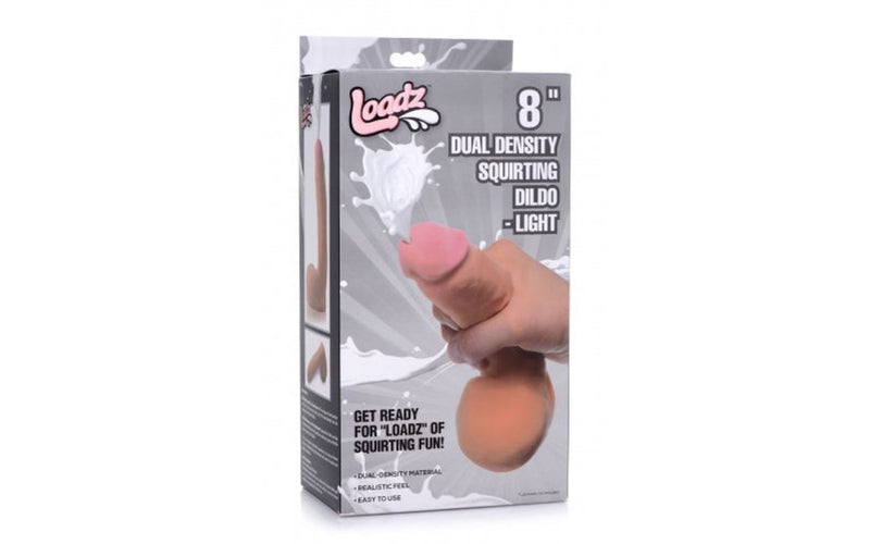Loadz  Dual Density Squirting Dildo, 8in/20cm, Flesh