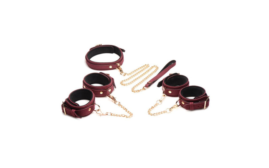 Master Series 6-piece Velvet Bondage Set, Burgundy