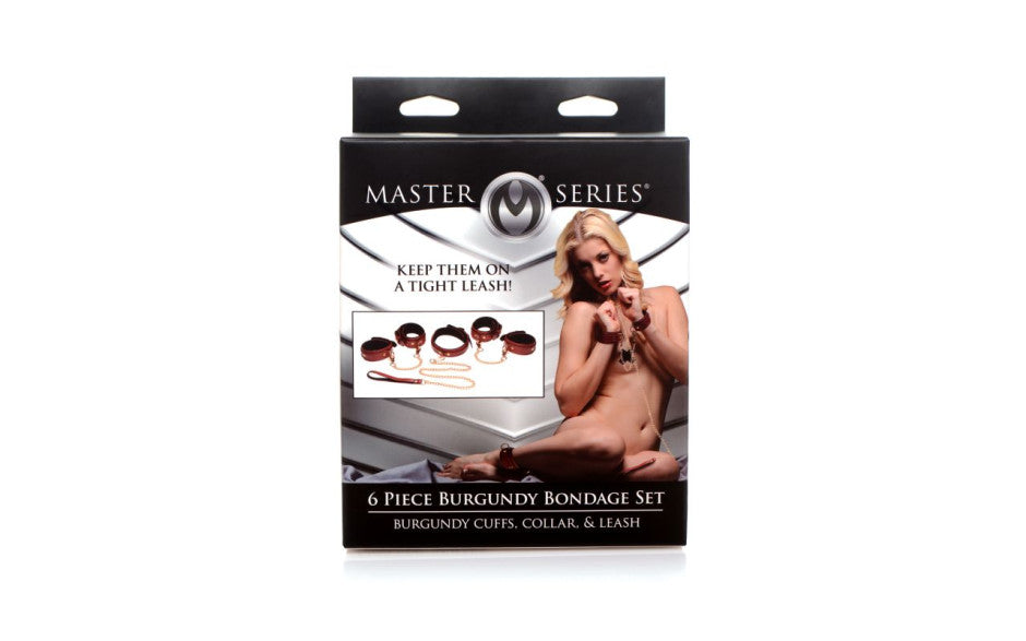 Master Series 6-Piece Bondage Set, Burgundy