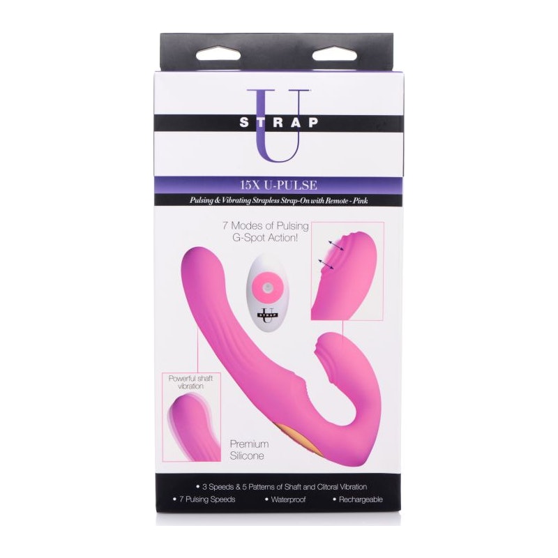 Strap U 15X U-Pulse Strapless Strap-On w Remote, Pink
