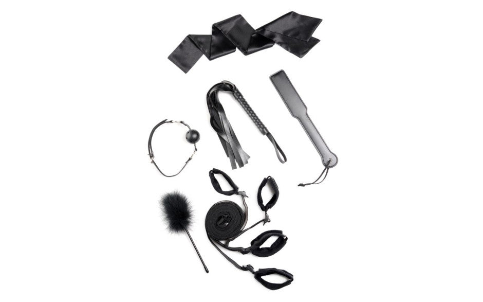 Strict Bed Restraint Six-Piece Bondage Kit, Black